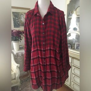 J Jill flannel red plaid tunic size 2X